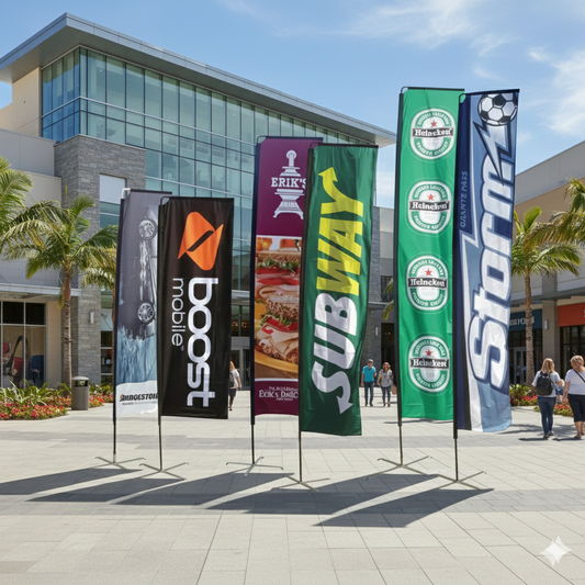 8ft Rectangle Flag | L Shape Flag Outdoor Advertising With Base